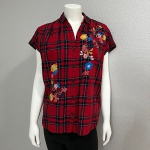 Madewell Embroidered Plaid Shirt